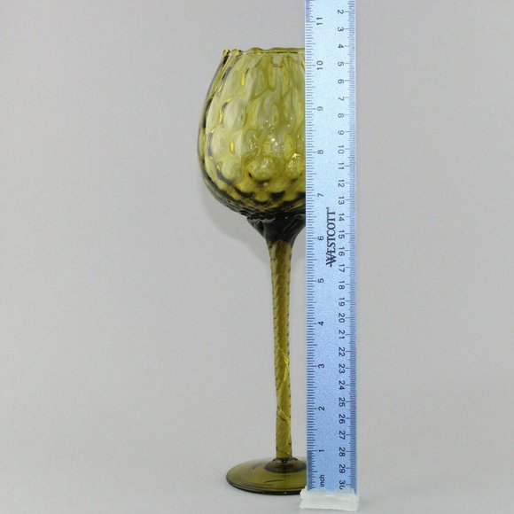 MCM Dabs Italy Dark Green Blown Glass Tall Stem - Picture 12 of 12